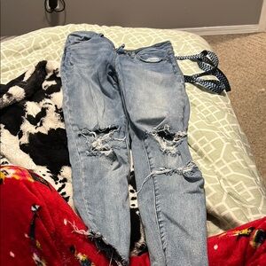 Women's Blue Distressed Jeans